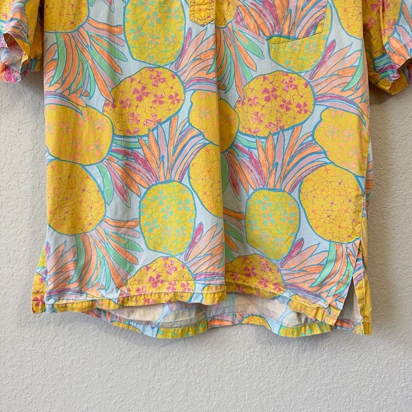 THE NUTTER from CHUBBIES S/S Pop Over Pineapple Hawaiian Polo Shirt Multi - Picture 3 of 7